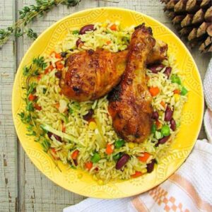 fried rice and chicken